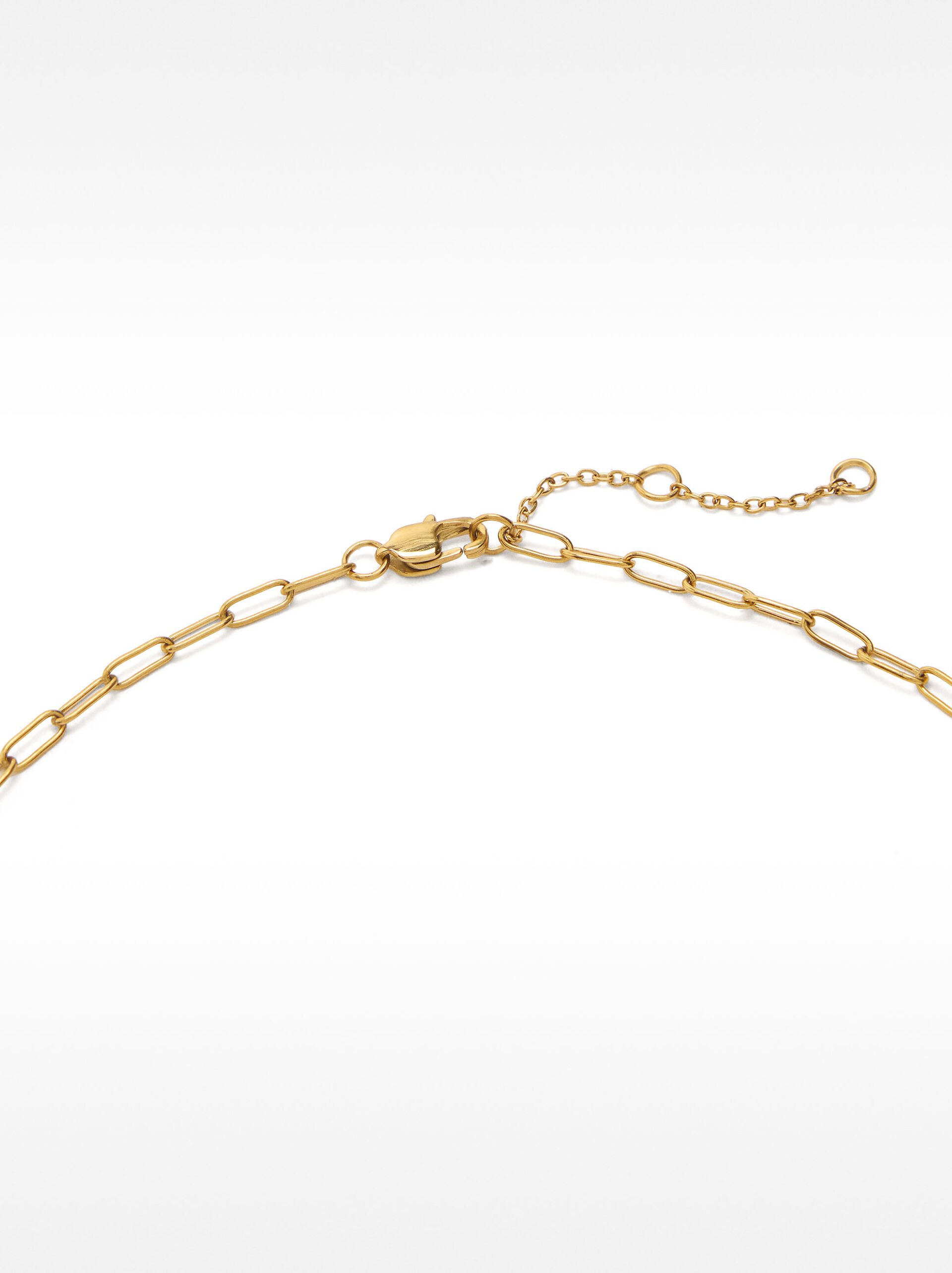 Collier à maillons avec perle d’eau douce - acier inoxydable image number 3.0
