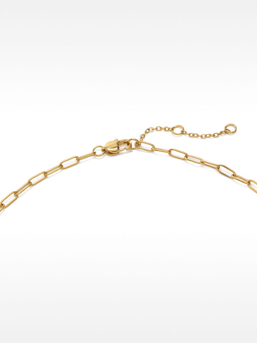 Link necklace with freshwater pearl - stainless steel