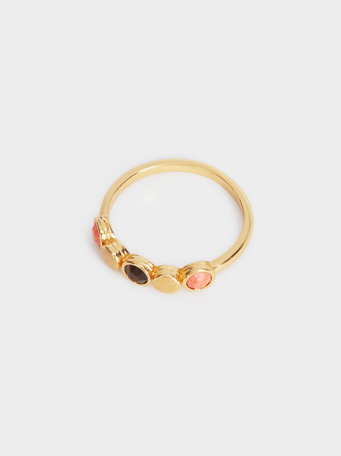 925 Silver Ring With Stones, Coral, hi-res