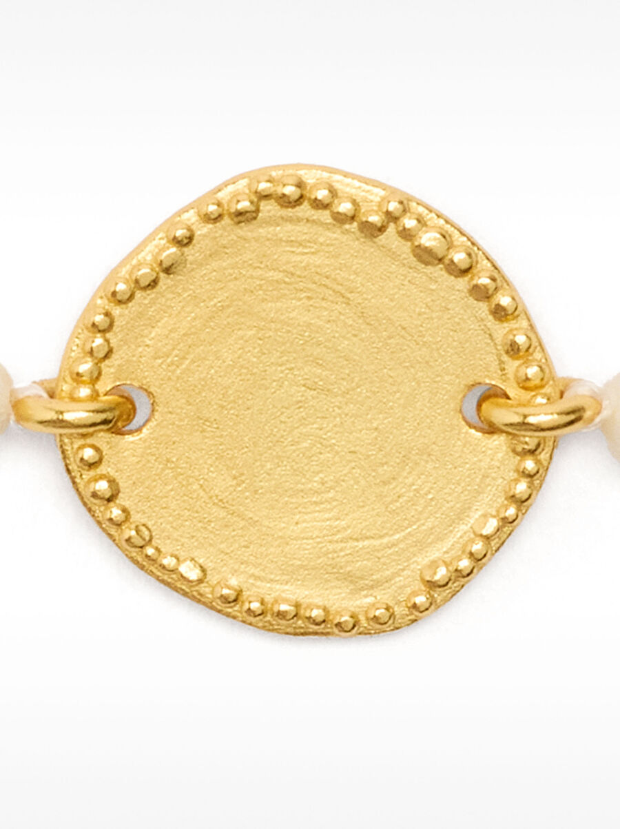 Freshwater pearl bracelet with medal - 925 sterling silver