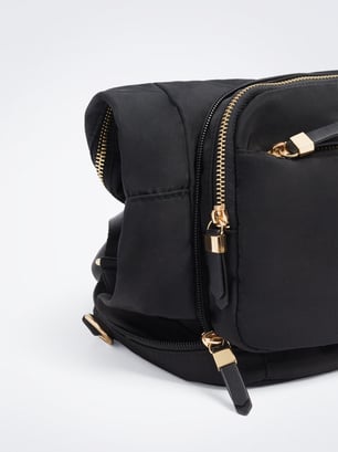 2-In-1 Nylon Backpack And Bag, Black, hi-res