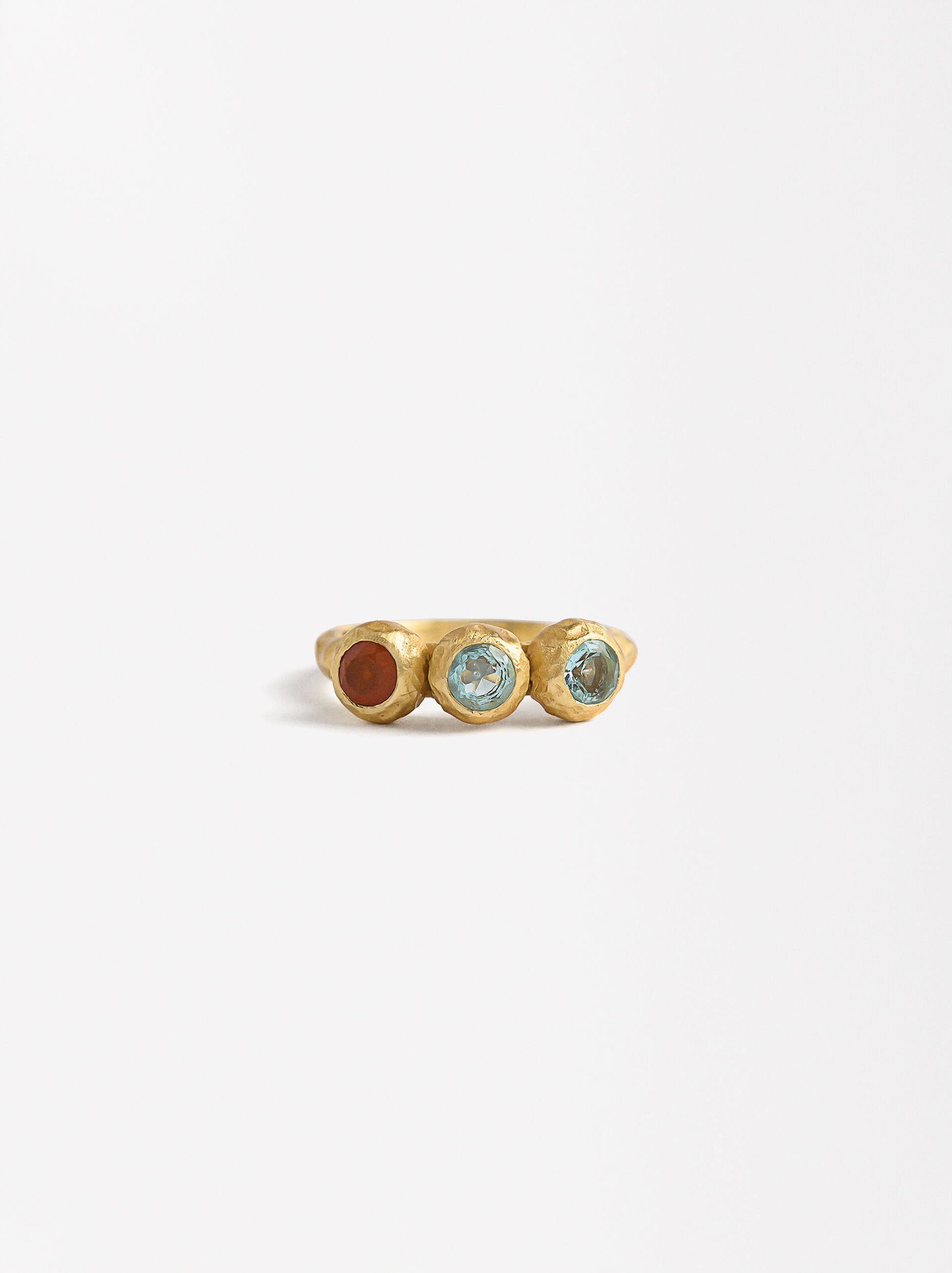 Ring with crystals gold plated 18k image number 1.0