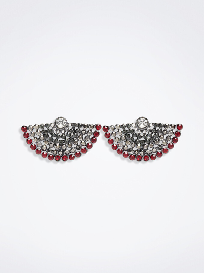 Earrings With Strass, Bordeaux, hi-res