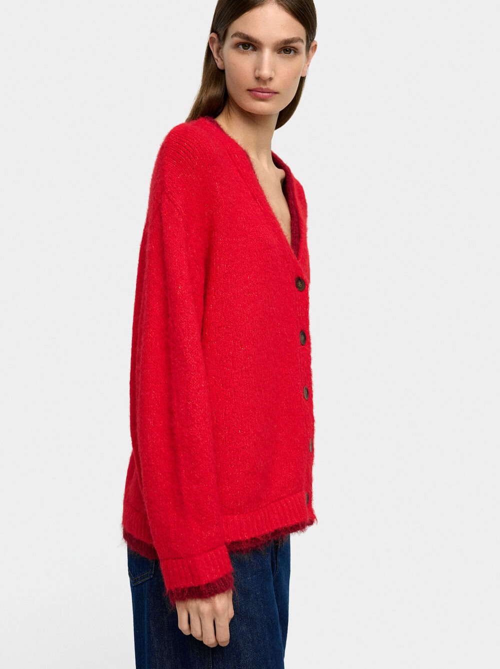 Knit cardigan with contrast edges