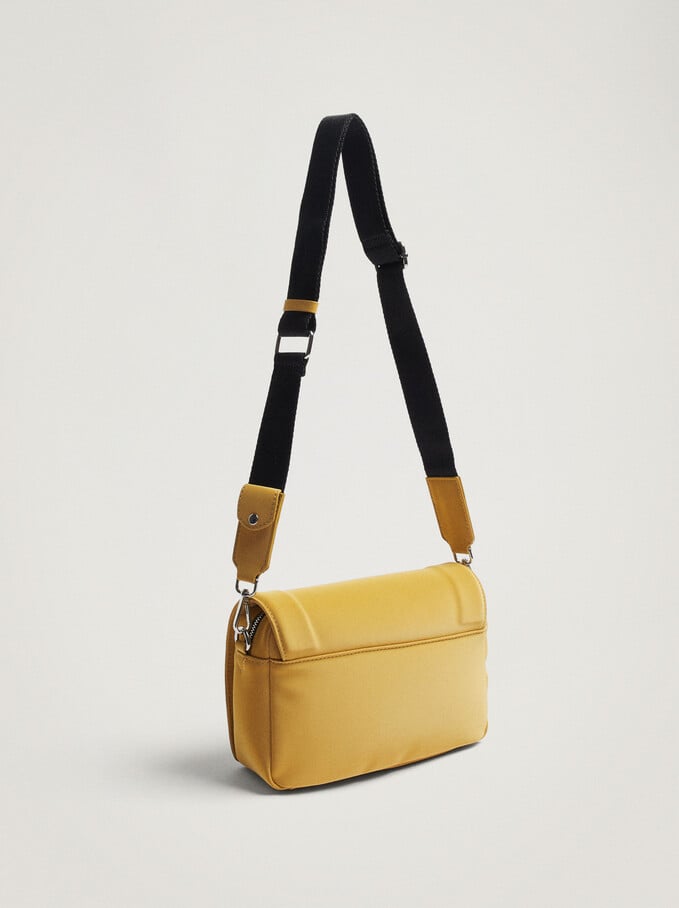 Crossbody Bag With Front Flap Fastening, Yellow, hi-res