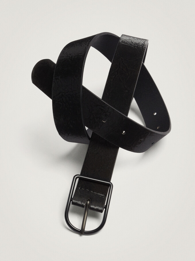 Cinturón Liso Con Hebilla, Negro, hi-res