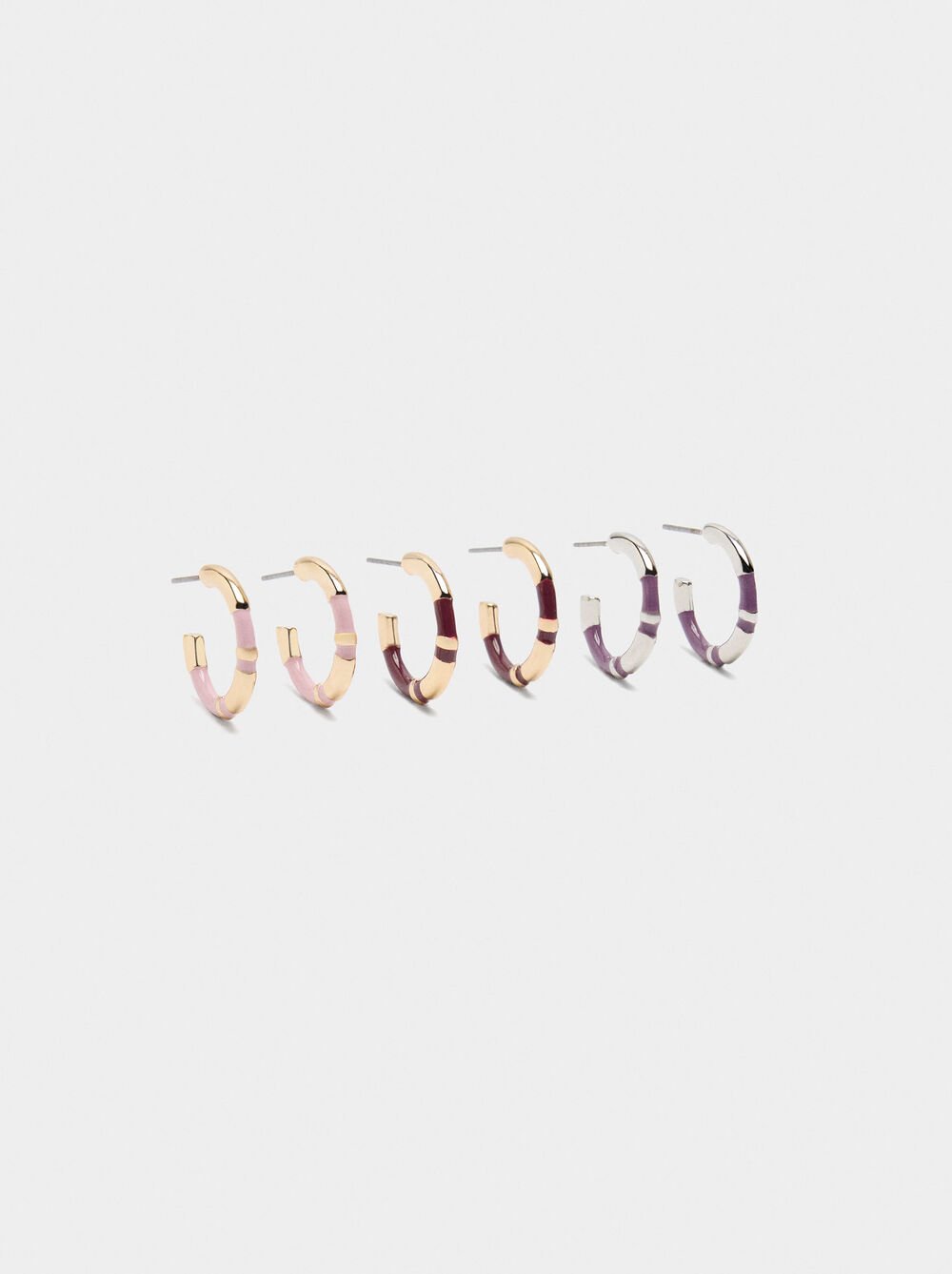 Set of hoop earrings with enamel