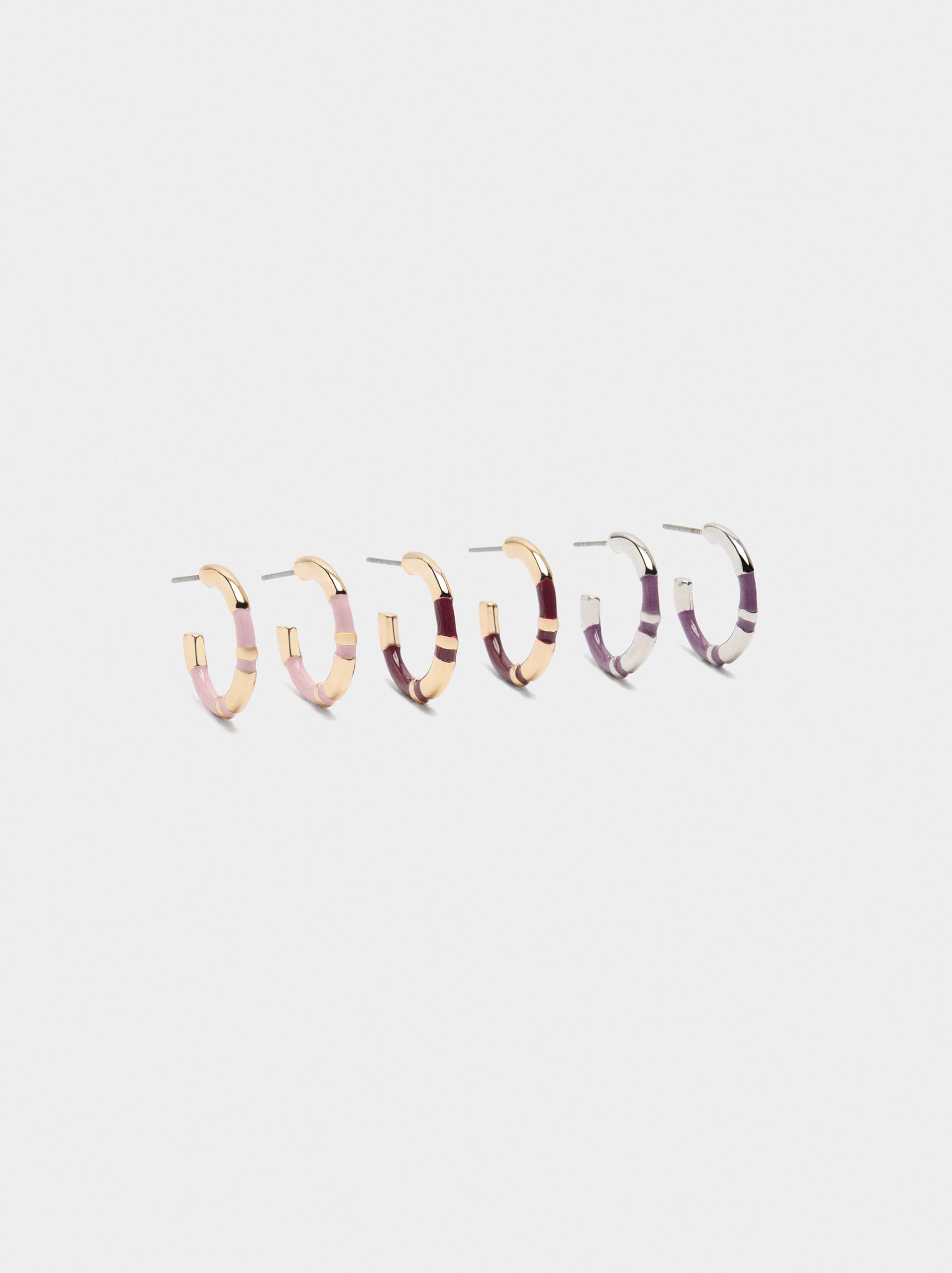 Set of hoop earrings with enamel image number 0.0