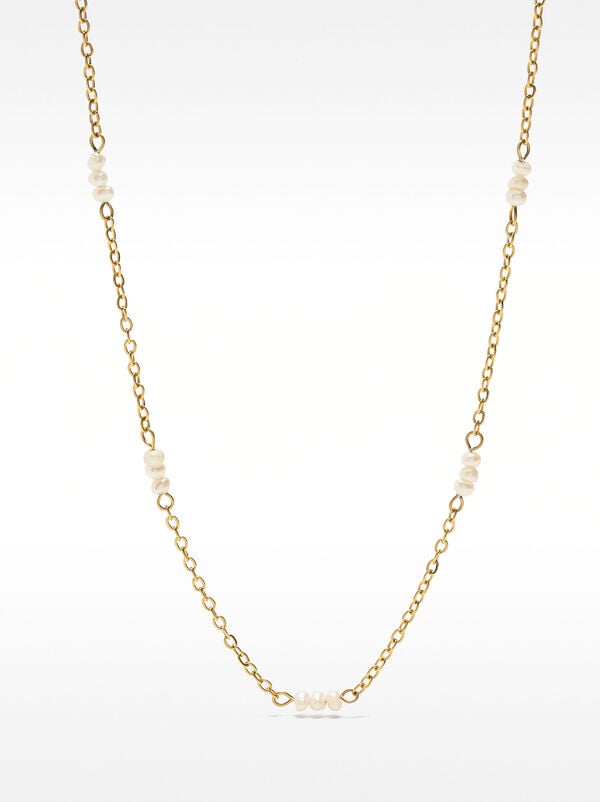 Short necklace with pearls - stainless steel