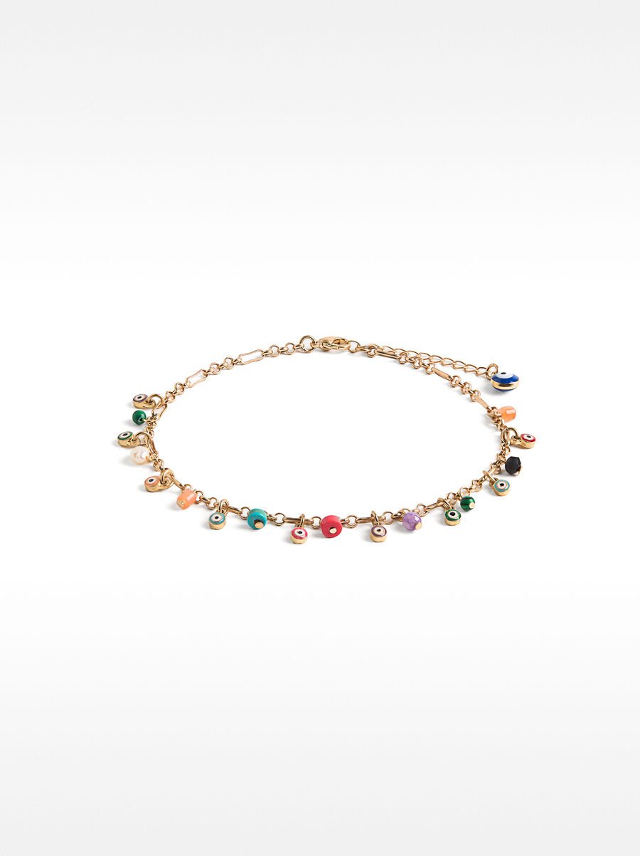 Ankle bracelet with stones and eyes
