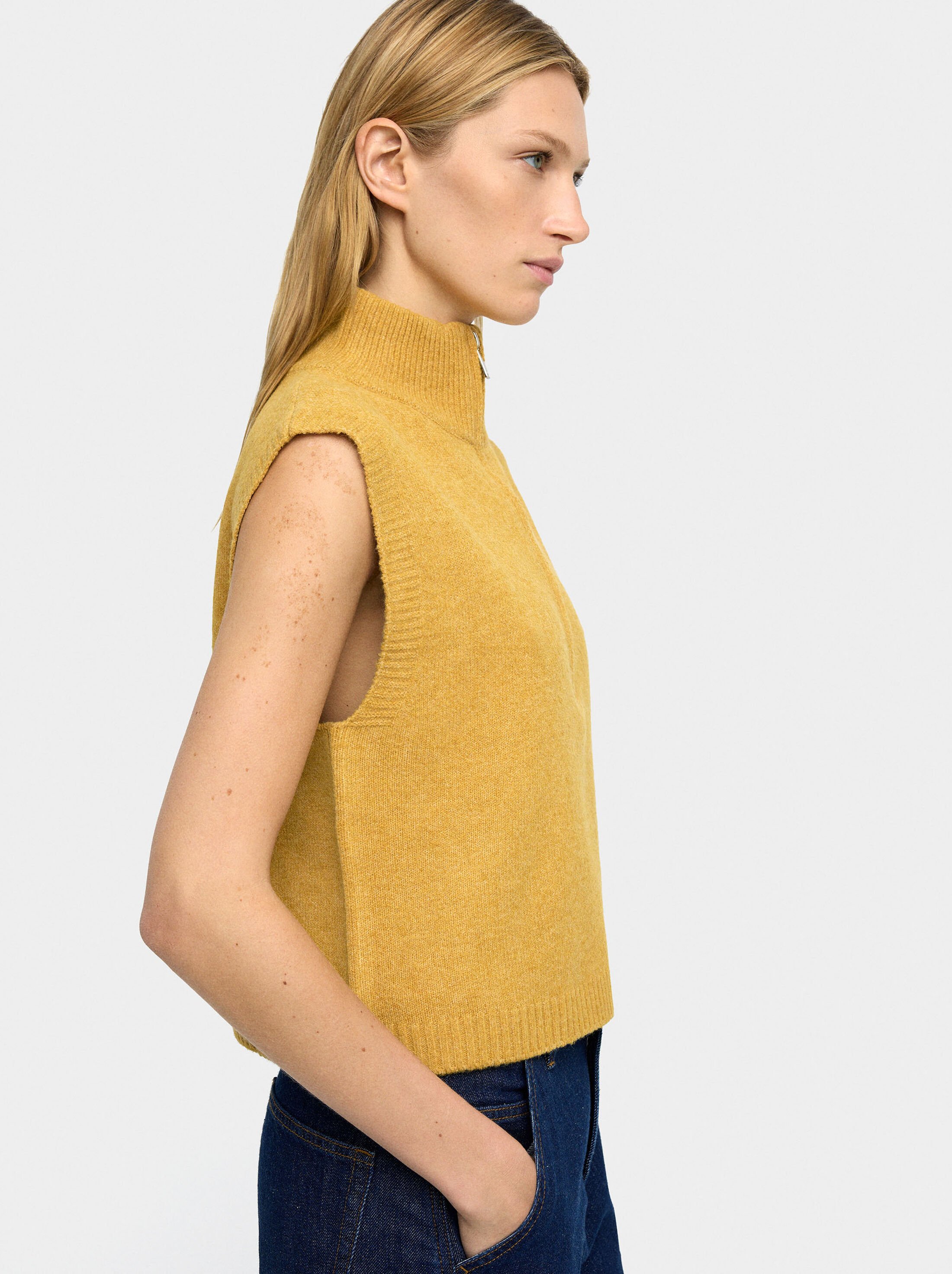 Knit vest with zipper closure image number 2.0