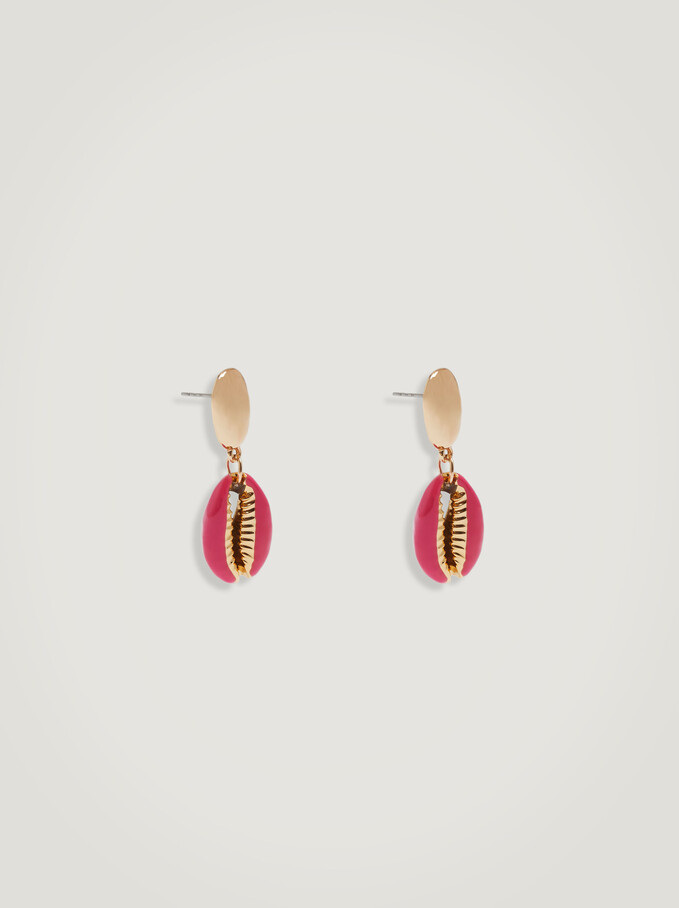 Shell Earrings, Pink, hi-res