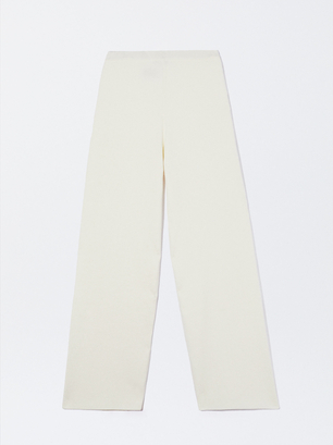 Knit Trousers, White, hi-res