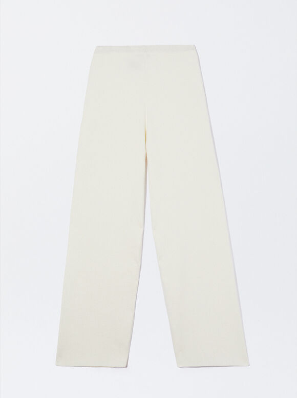 Knit Trousers, White, hi-res