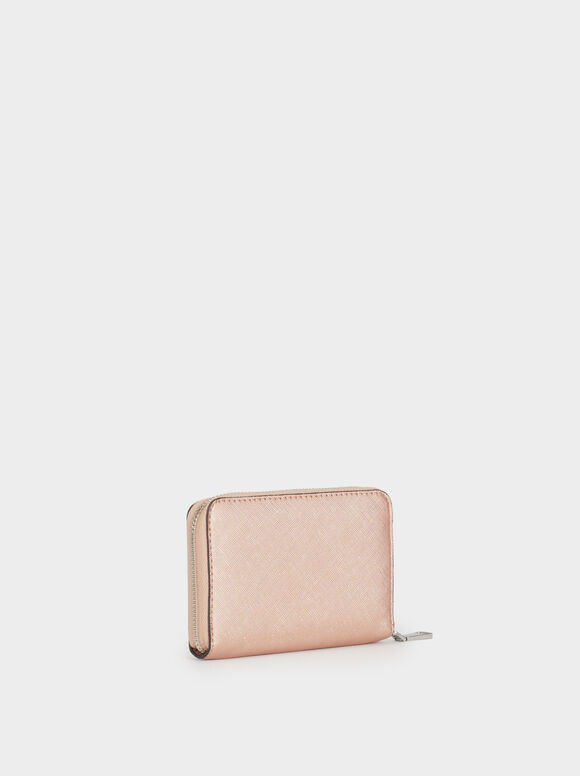 Small Plain Wallet, Rose Gold, hi-res