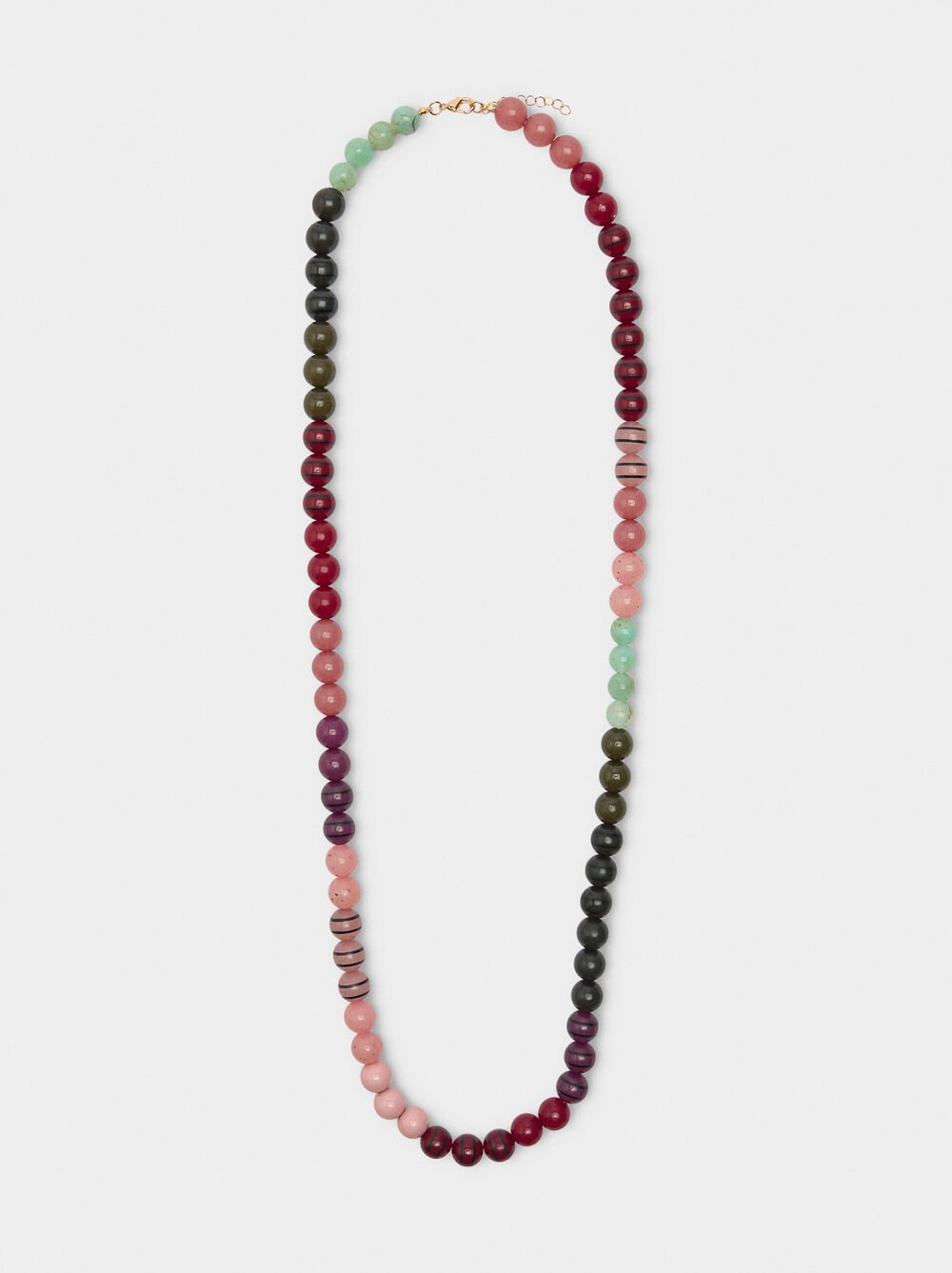 Collier long multicolore en effet pierre