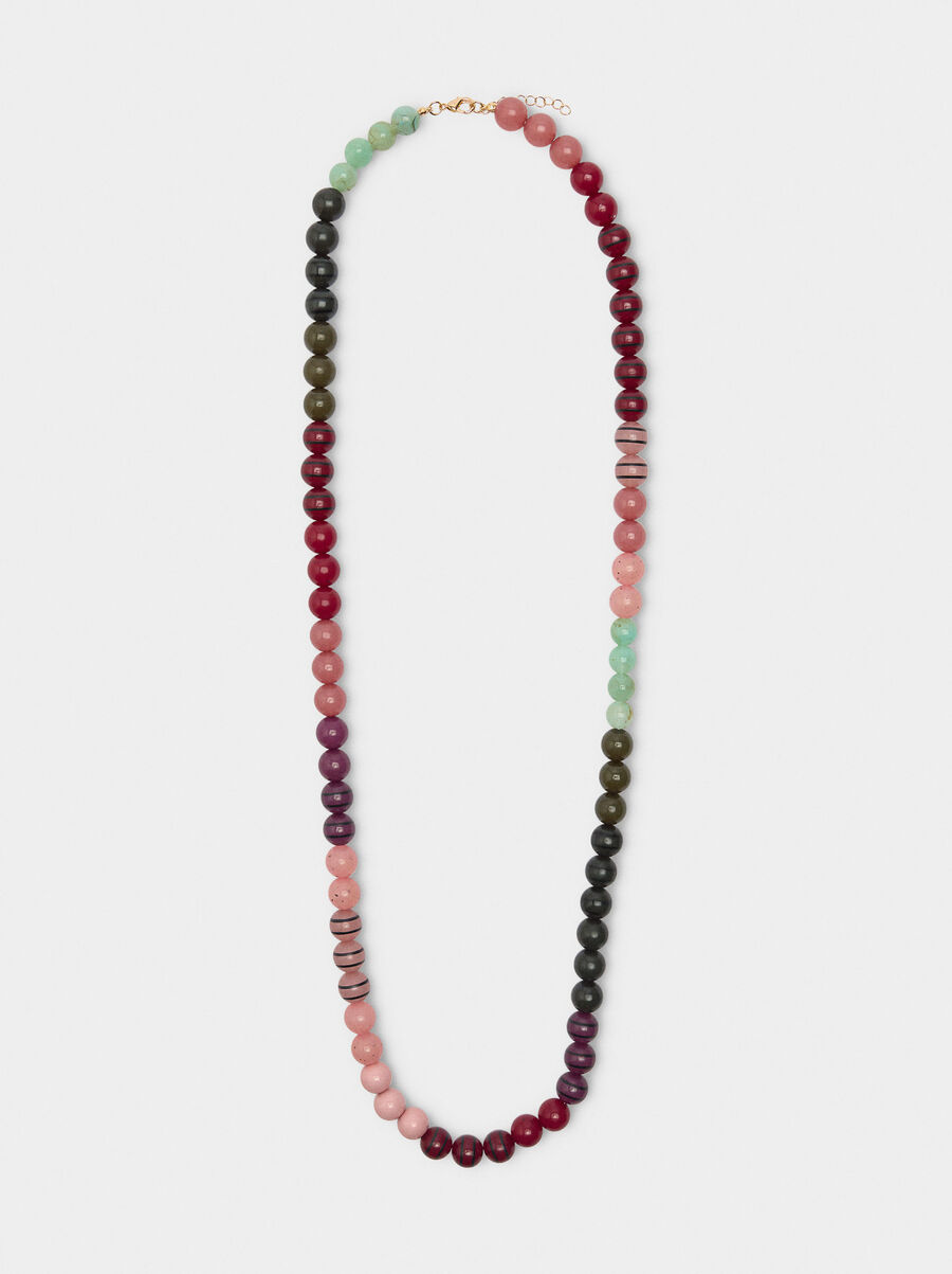 Long multicolor necklace with stone effect