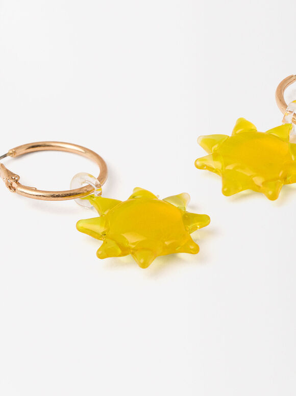 Earrings With Suns, Yellow, hi-res