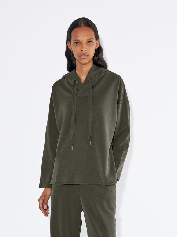 Sudadera Modal Capucha, Caqui, hi-res