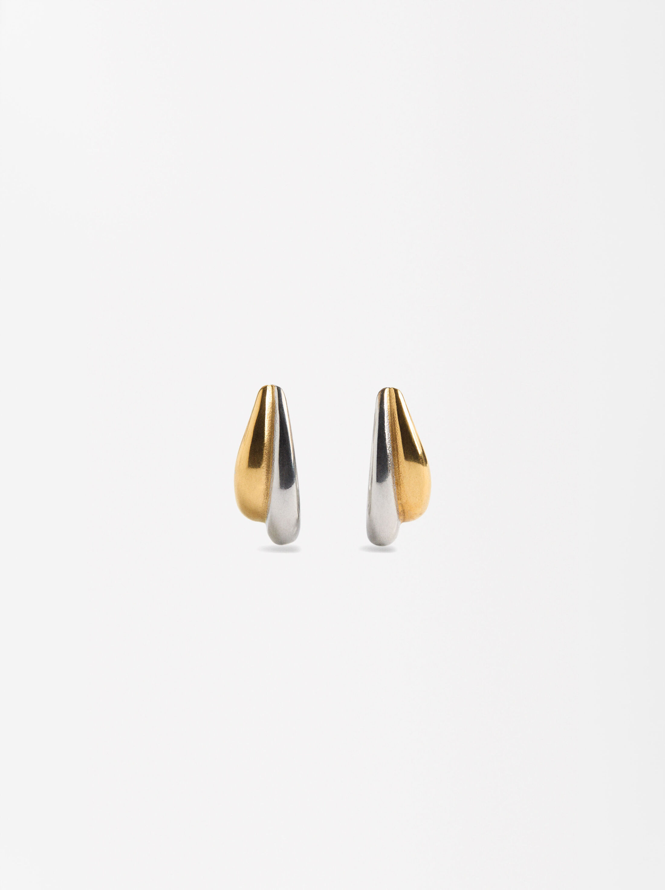 Two-tone earrings with double effect - stainless steel image number 0.0