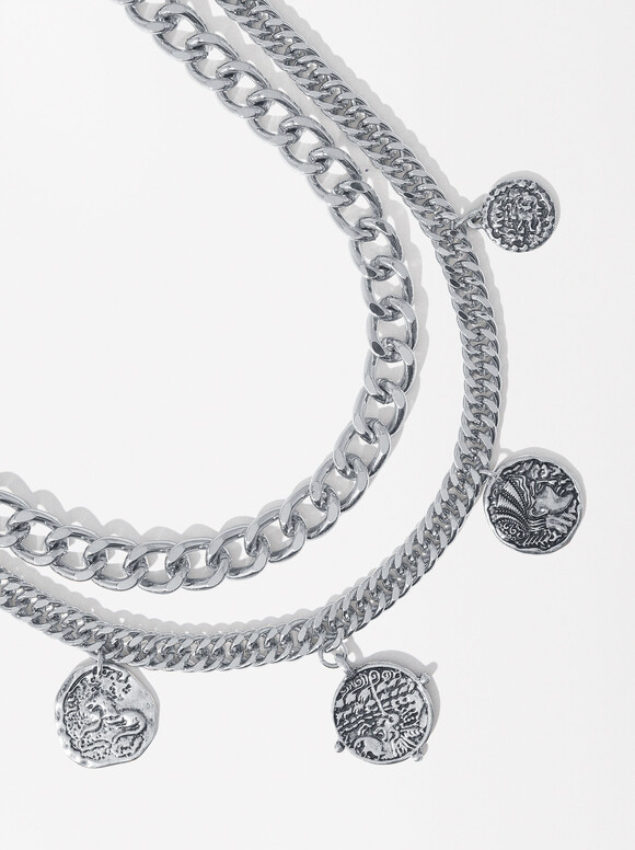 Silver Multi-Chain Necklace, Silver, hi-res