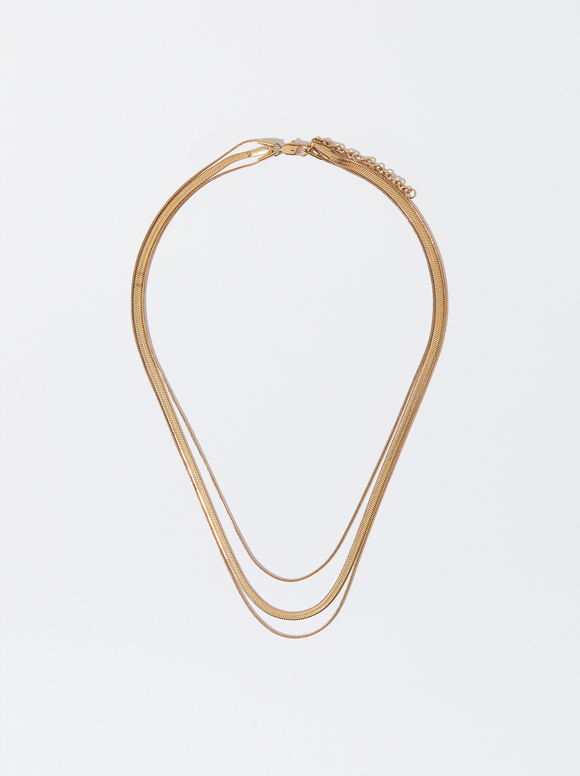 Stainless Steel Necklace Set, Golden, hi-res