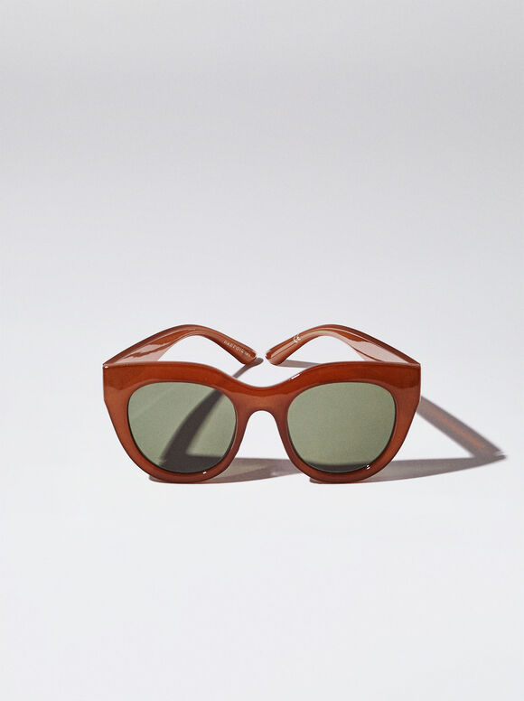 Sunglasses With Resin Frame, Camel, hi-res