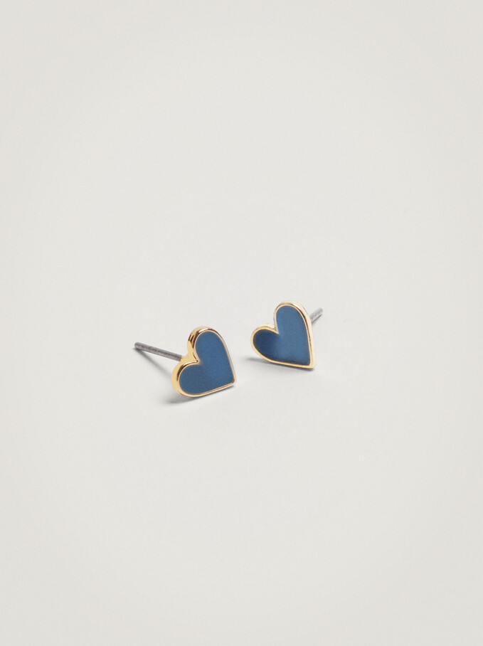 Earrings With Hearts , Blue, hi-res
