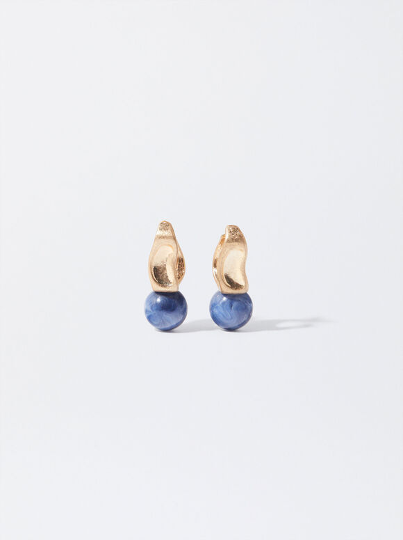 Boucles D'Oreilles Longues Perles Fantaisie, Bleu Foncé, hi-res