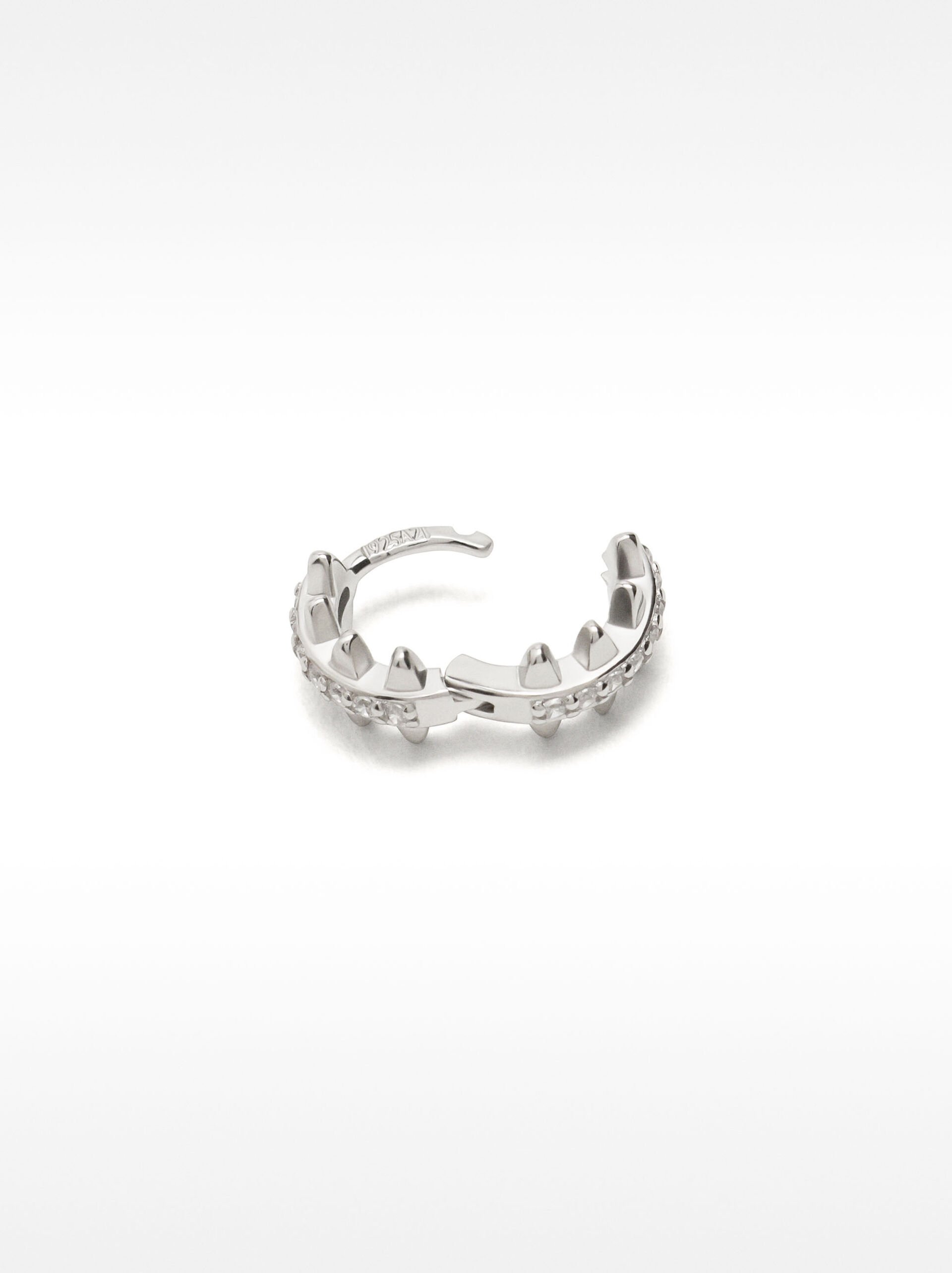 Single stud earring with zirconia and embossed detail – 925 sterling silver image number 3.0