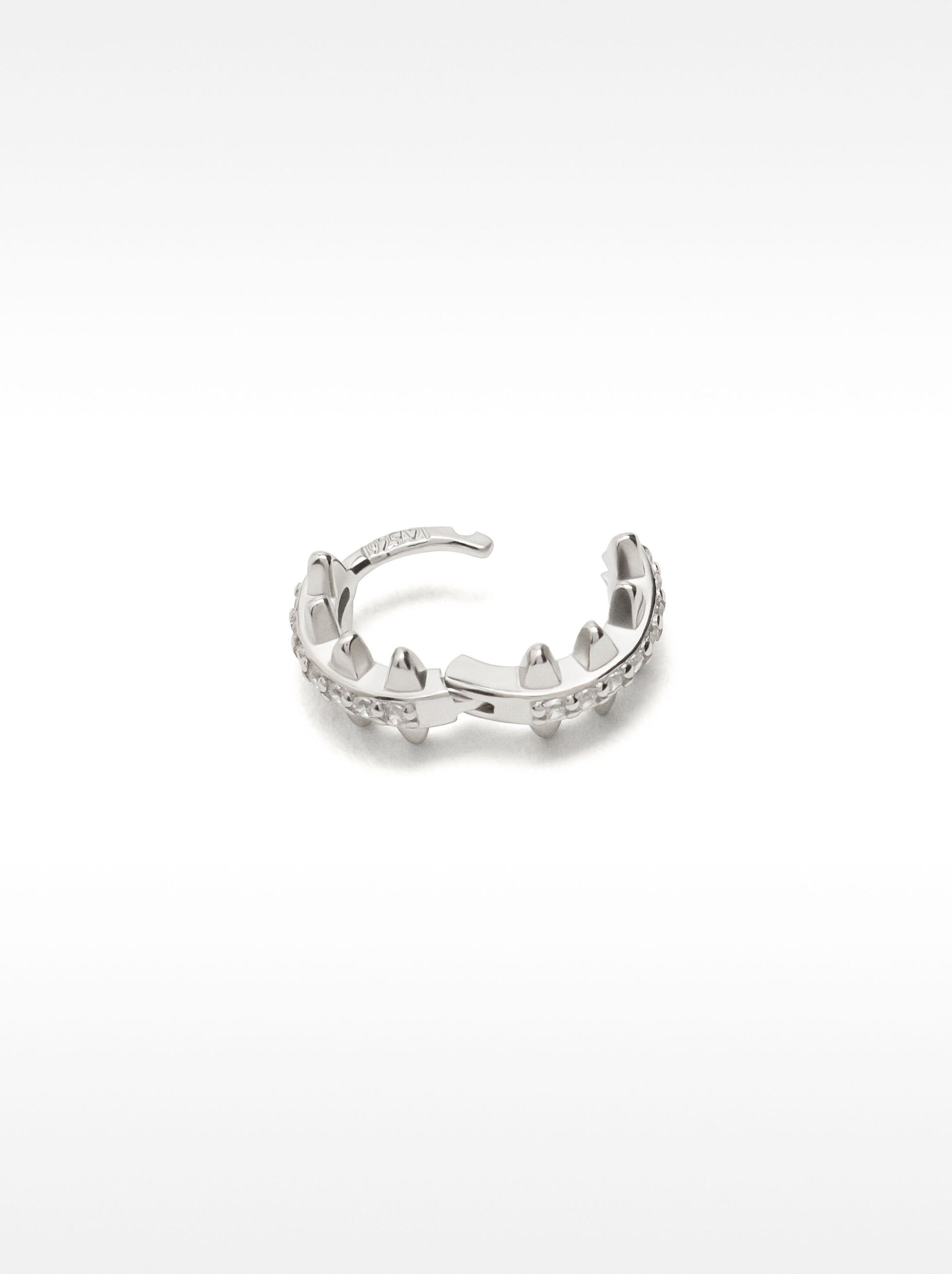 Single stud earring with zirconia and embossed detail – 925 sterling silver image number 3.0