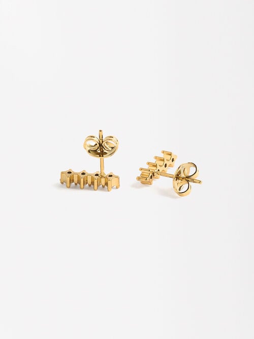 Pendientes cortos con cristales - acero inoxidable