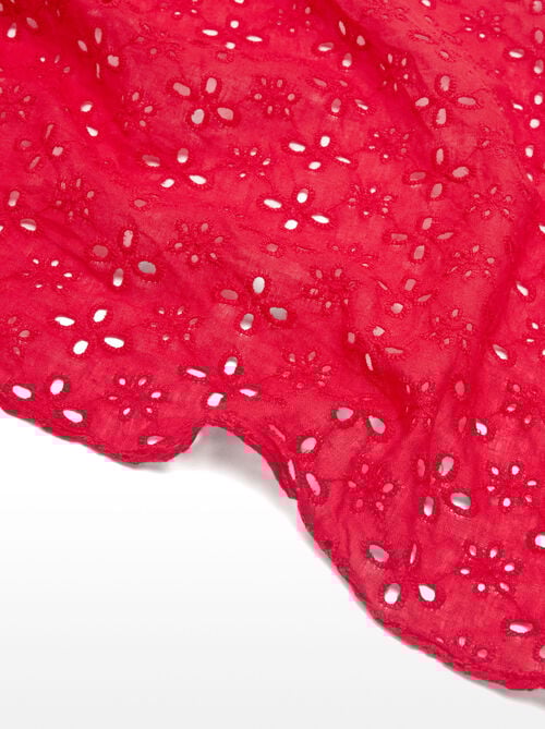 Multifunctional scarf with perforated embroidery
