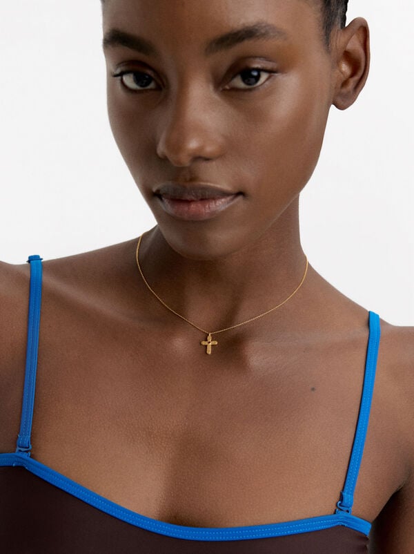 Necklace with cross and zirconia - 925 sterling silver