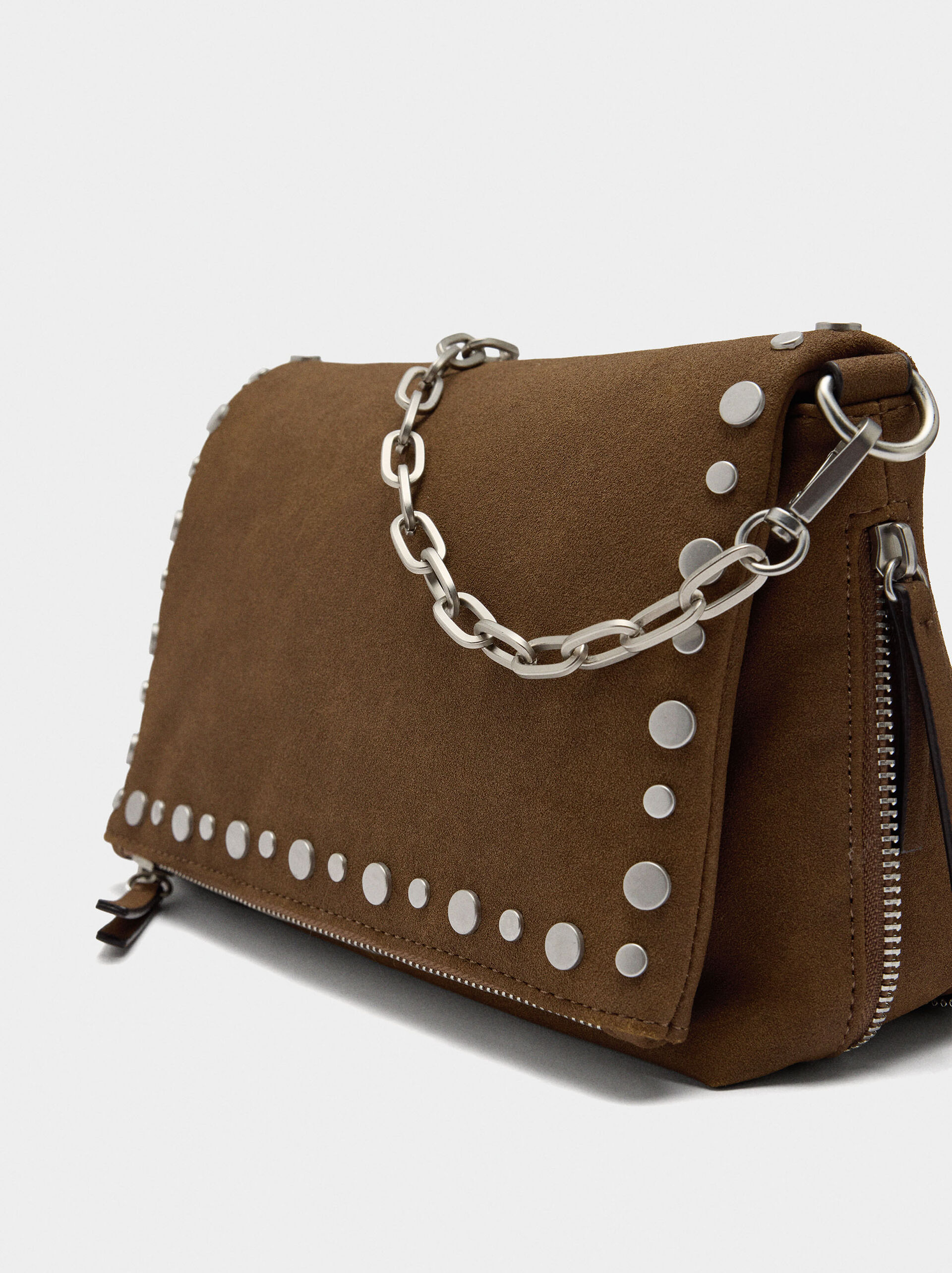 Faux leather studded shoulder bag image number 1.0