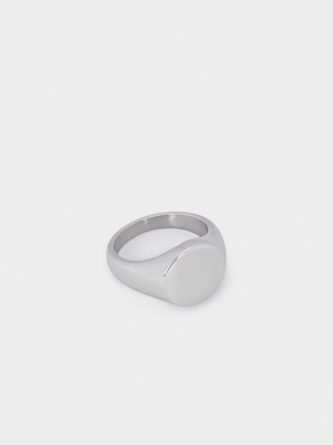 Pinky Finger Stainless Steel Signet Ring, Silver, hi-res