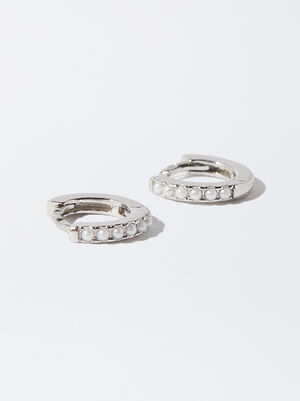 925 Silver Personalised Hoop Earrings With Pearls image number 1.0