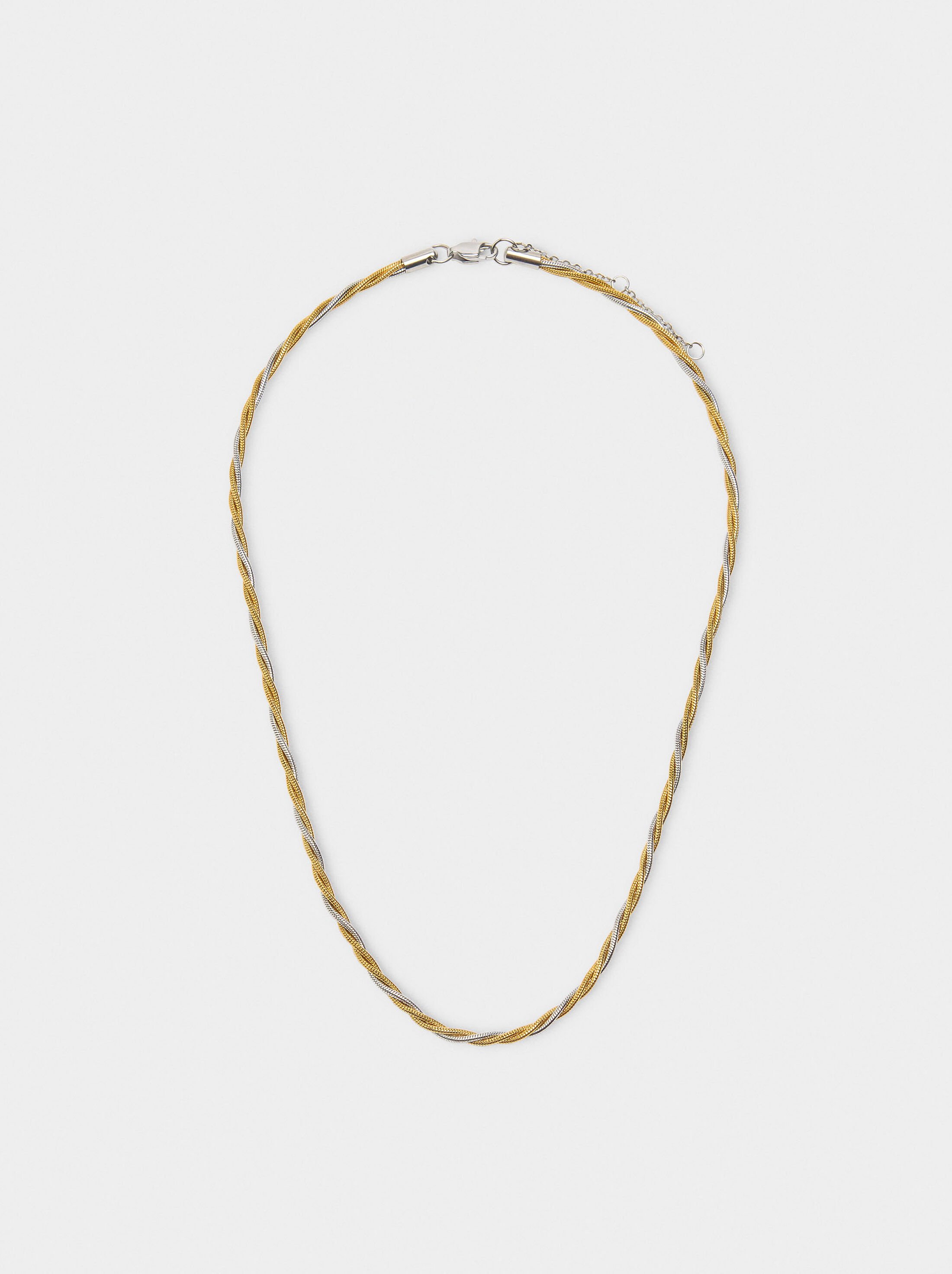 Bicolor intertwined necklace with stainless steel image number 2.0