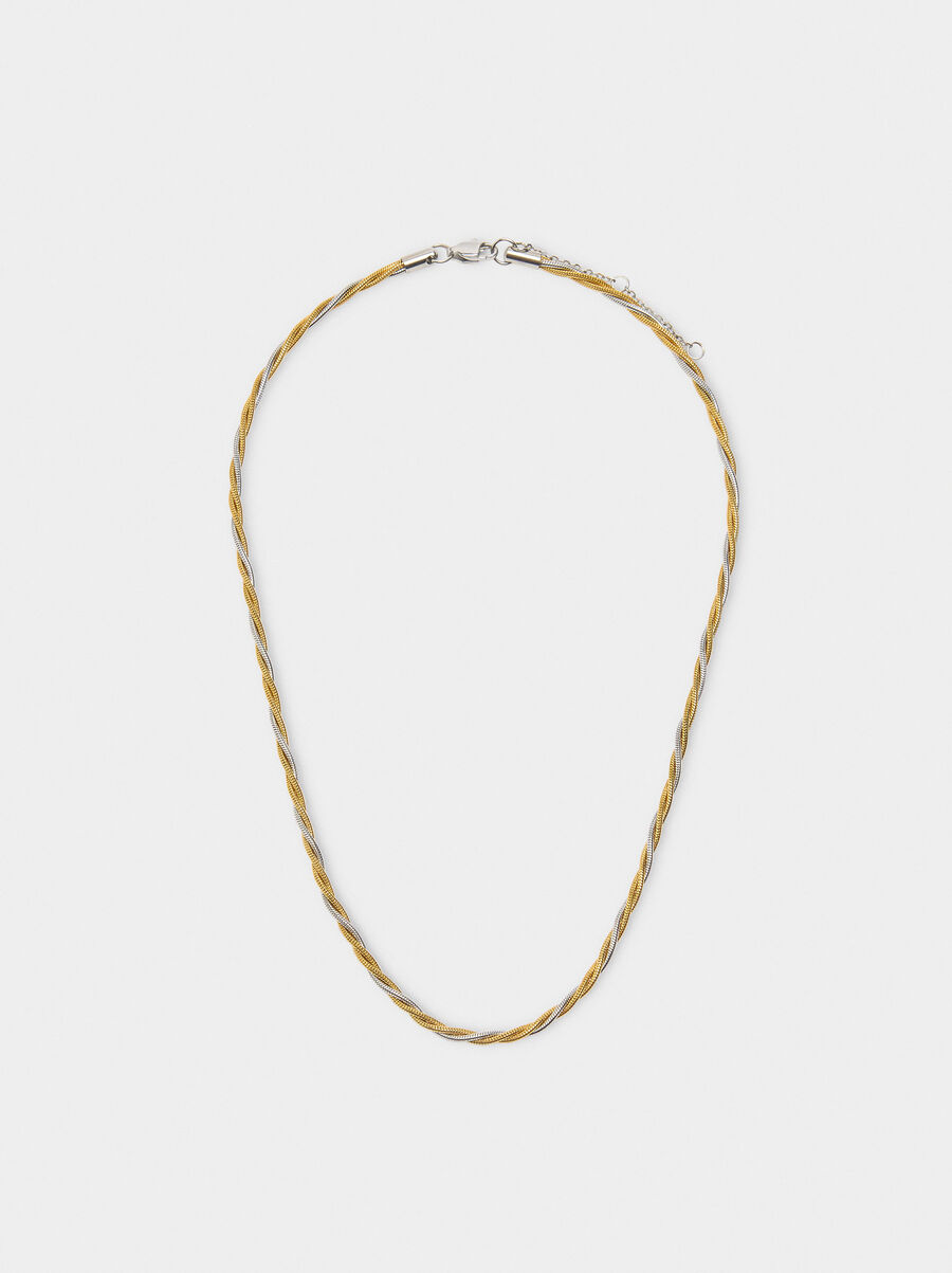 Bicolor intertwined necklace with stainless steel