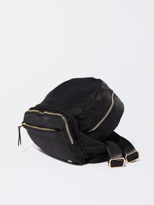 Convertible Nylon Backpack, Black, hi-res