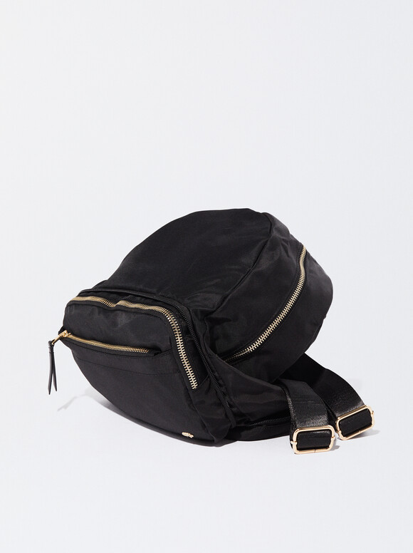 Convertible Nylon Backpack, Black, hi-res