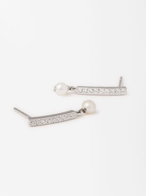 Freshwater Pearl Zirconia Earrings - Sterling Silver 925