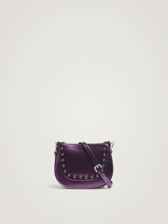 Crossbody Bag With Tacks, Purple, hi-res