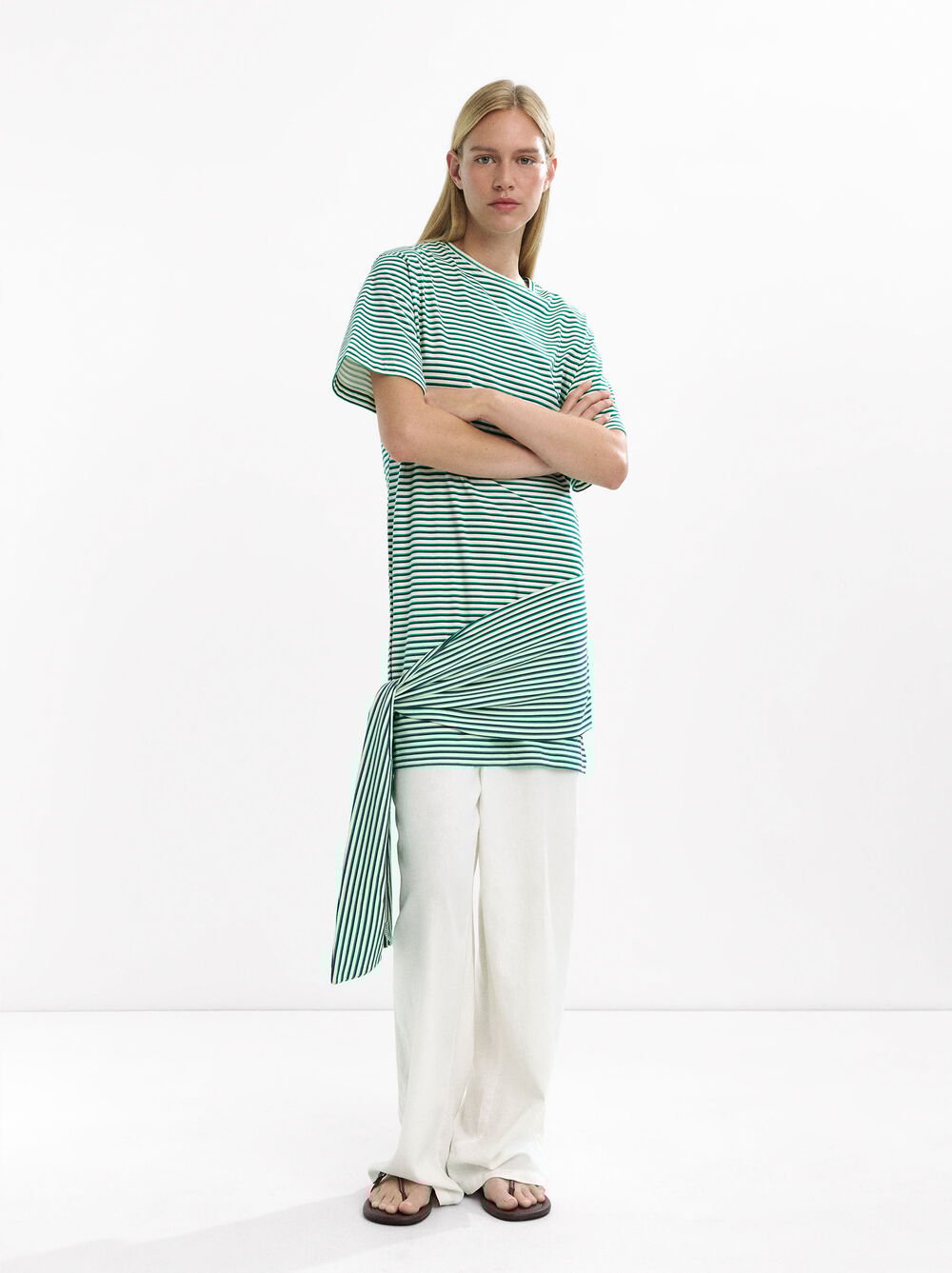Short striped dress 100% cotton