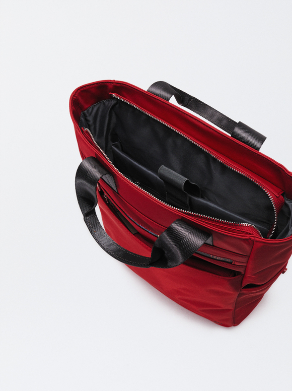 Nylon Backpack, Red, hi-res