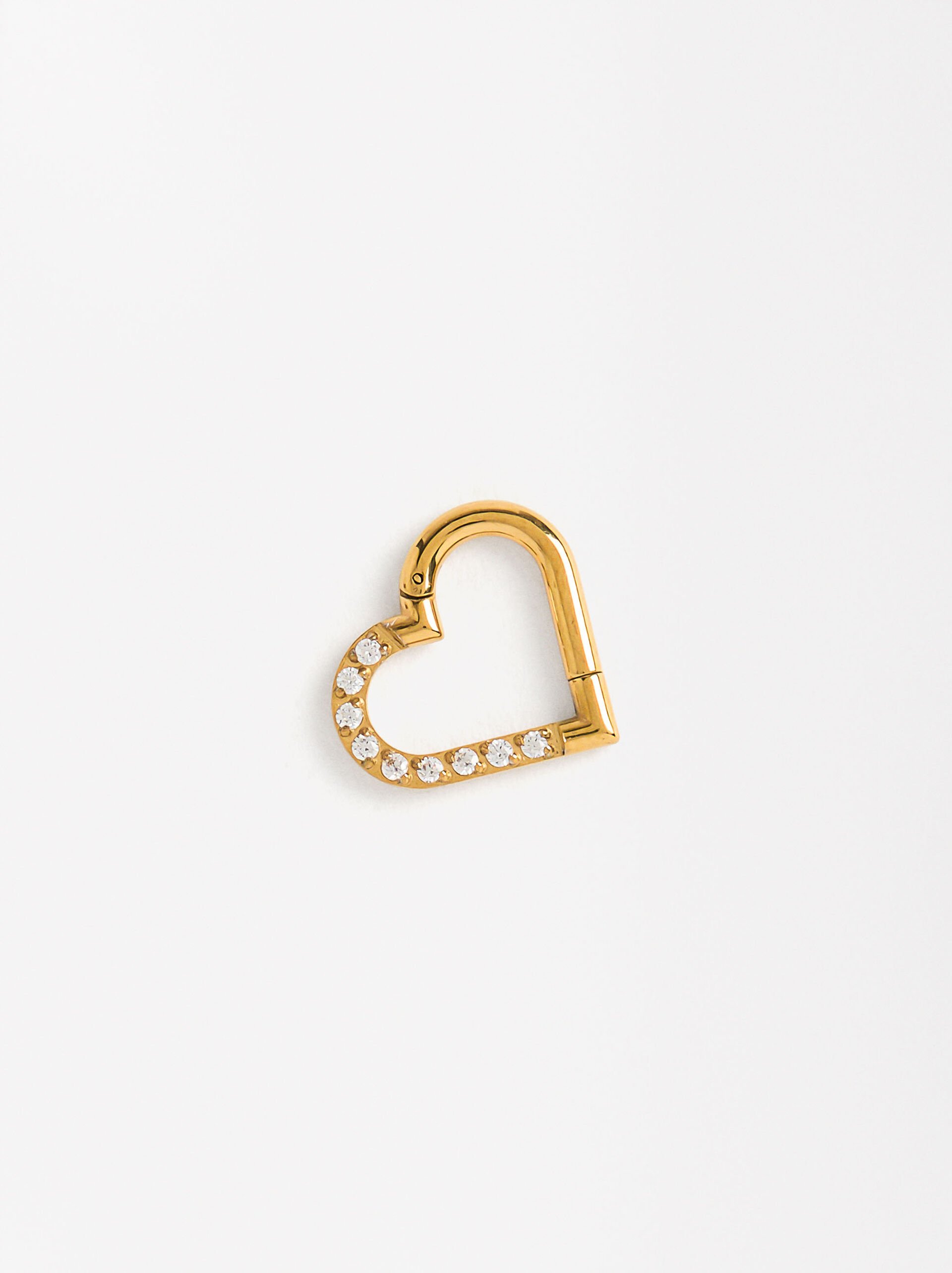 Heart piercing with crystals - stainless steel image number 3.0