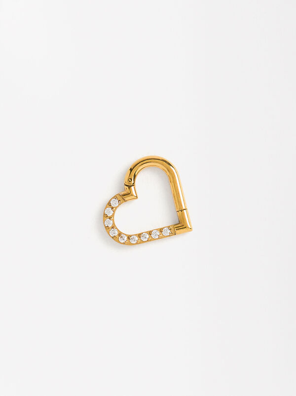 Heart piercing with crystals - stainless steel