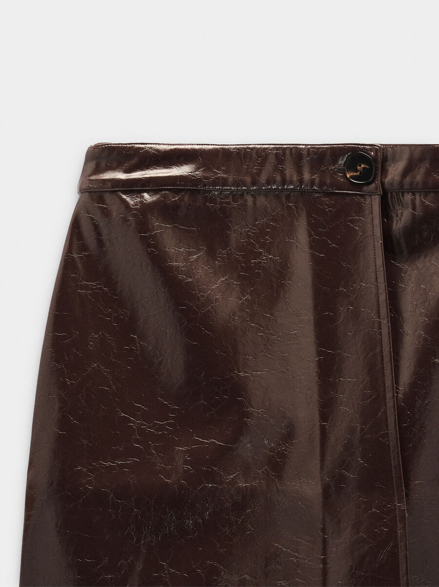 Midi skirt with leather effect