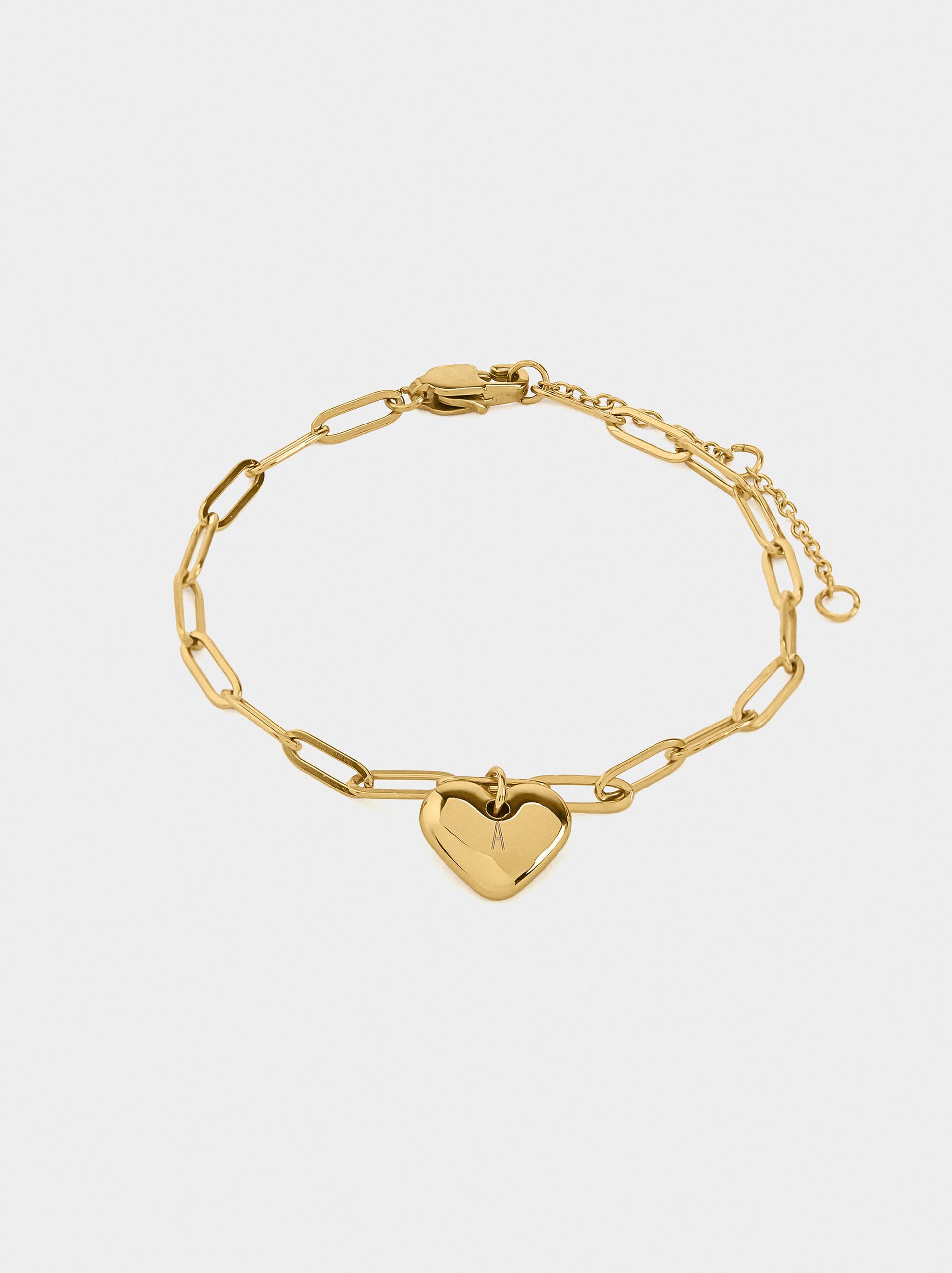 Bracelet of links with heart - stainless steel image number 0.0