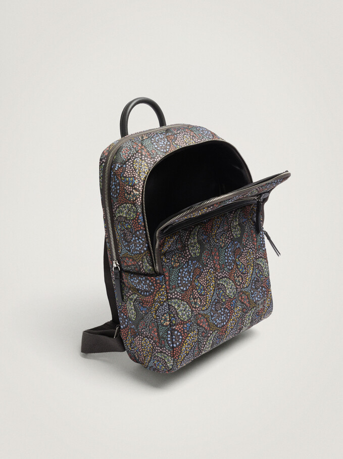 Nylon Backpack For 15” Laptop, Brown, hi-res